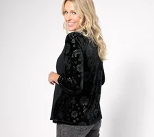 LOGO by Lori Goldstein Rayon 230 & Velour Top Black 2X New