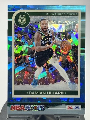 2023-24 Hoops Premium Stock Damian Lillard Light Blue Ice Prizm #60/88 Bucks