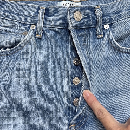 AGOLDE 90's Mid Rise Loose Fit in Fall Out Distressed Button Fly Jeans Sz 27 - Picture 10 of 10