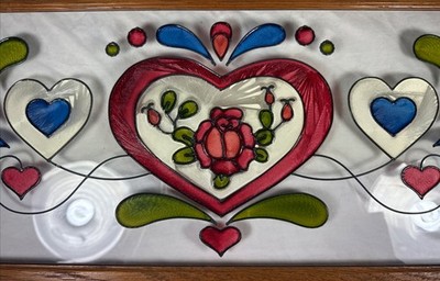 Vintage Open Windows Salida CO Hand Painted To Resemble Stained Glass Folk Art