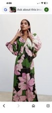 Women’s Mango Mng Dress Satin /silk Feel Size Xs  Garden Flower Bohemian Cottage