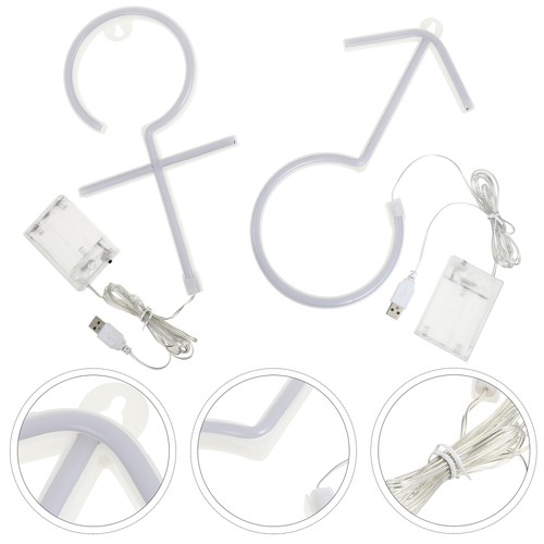 2 Pcs Neon Decoration Men and Women Man Light Sign Signs for Wall