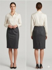 Valerie Stevens Vintage 90s 100 Wool Pencil Skirt Charcoal Gray Lined Size 8