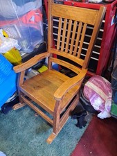 Rustic Wooden Rocking Chair - Traditional Ladder Back Country Style Solid Wood