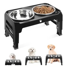 Elevated Dog Bowls 3 Height Adjustable Raised Bowl Stand with 25oz Stainless
