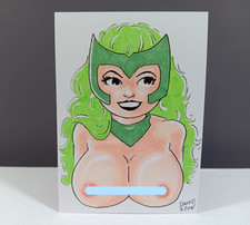 Original POLARIS Pinup Artist Sketch Card 1/1 - David Icon - PSC - ATC - X-Men