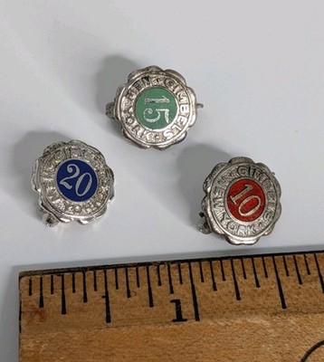 Lot Of 3 Gimbels Sterling Silver 10 15 & 20 Year Service Award Pins