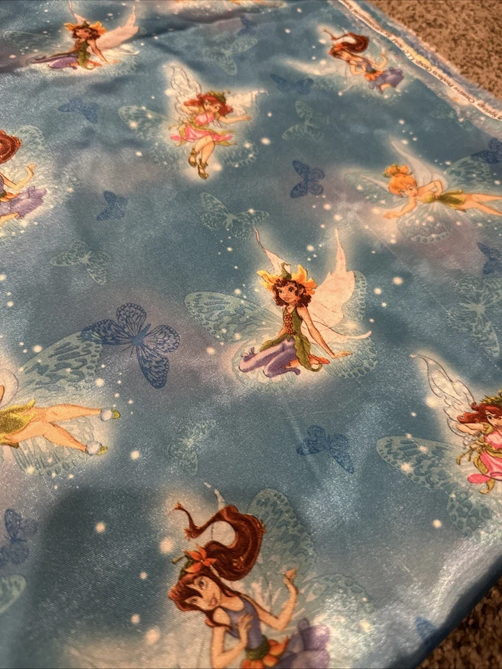 Disney " Fairies On Butterflies" Springs 100% Cotton fabric Blue 3 Yards - Image 3 of 4