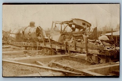 Old Exploded Train c1910's Train Wreck Locomotive Explosion RPPC Photo Antique Unposted ...