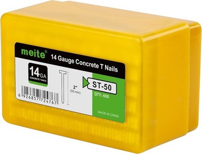 meite 14 Gauge Concrete T Nails 2'' (50 mm) Length Galvanized Glue Collated
