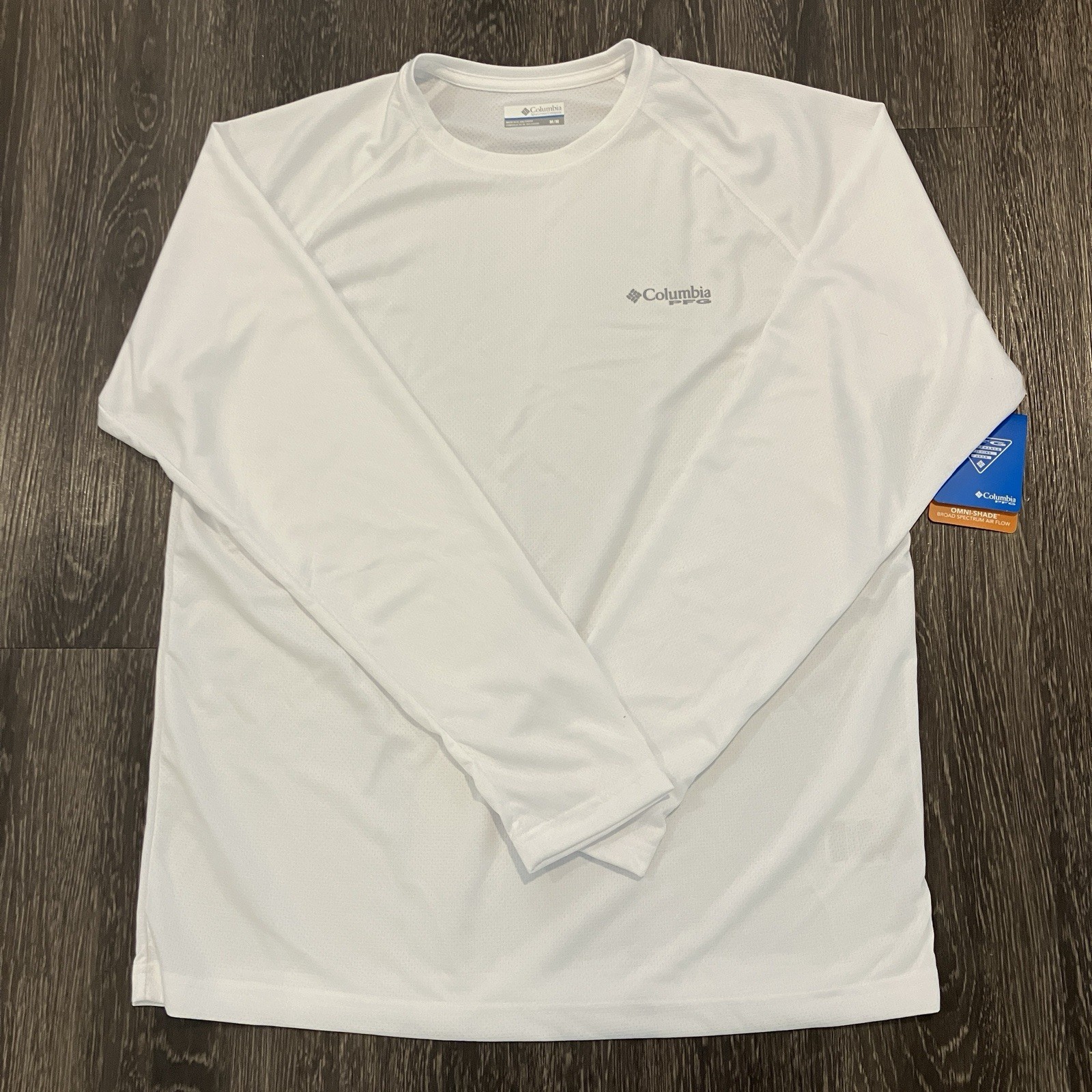 NEW Columbia PFG Shirt UPF50 Omni-Shade Solar Stream White Mens Size MEDIUM