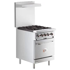 Liquid Propane 4 Burner 24" Range with Space Saver Oven - 150,000 BTU