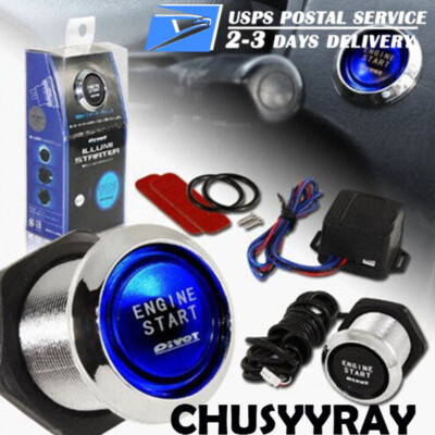 #ad Universal For Car Engine Start Push Button Switch Ignition Starter Kit Blue 12v $13.56