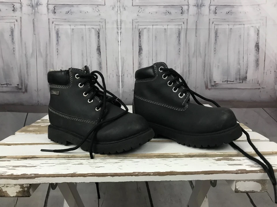 Smart Fit Niños Negro Gris Piel Invierno Otoño Botas Cremallera Zapatos Tenis Talla 10 Foto 2 de 4