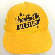 Vtg Franklin Ellis All Stars Hat Script Logo Mesh Snap Back Trucker Baseball Cap