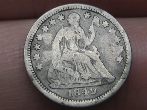 1849 P Seated Liberty Half Dime, Philadelphia, Fine Details