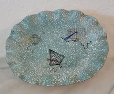 Mid Century Modern MCM Pedestal Dish Bird Cages Birds Scalloped & Textured (J06)