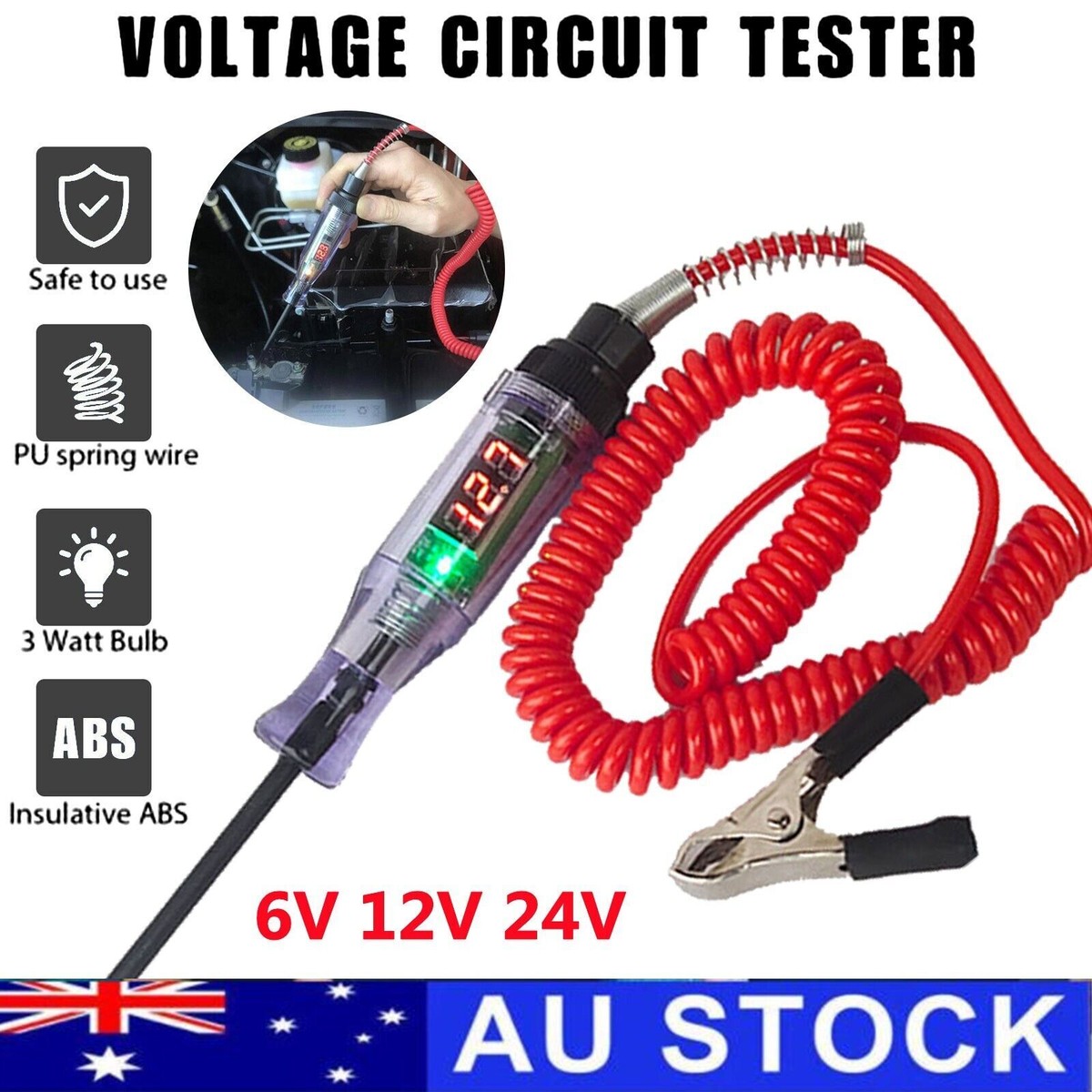 Tester Di Tensione Per Auto - Penna Elettrica Con Display LED Per DC 6V 12V 24V - Foto 5