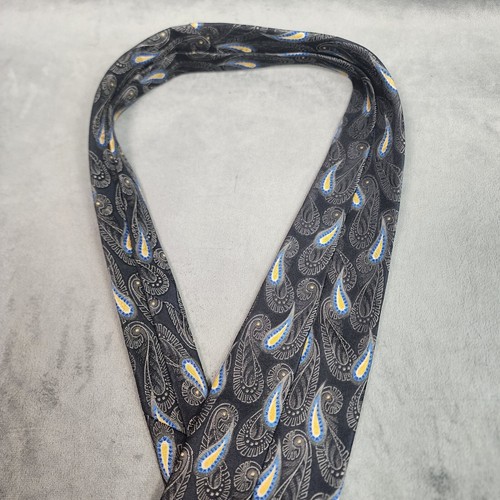 Robert Talbott 100% Silk Best of Class Blue Yellow Paisleys on Black 58" x 4" - Picture 6 of 8