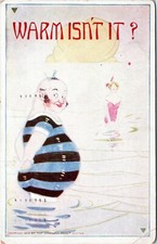 postcard Warm isn't it? Man woman at beach ocean - All Sorts Series No. 212