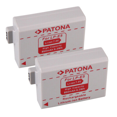 2 x Patona Qualitäts-Akku für Canon EOS 450D, EOS 500D, EOS 1000D - LP-E5