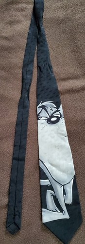 Vintage 90s 1996 Looney Tunes Mania Silk Tie Taz Tasmanian Devil