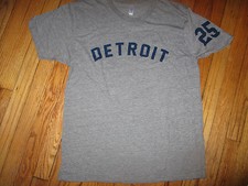 1968 DETROIT TIGERS #25 Norm Cash T Shirt Large World Series Champs Tri Blend