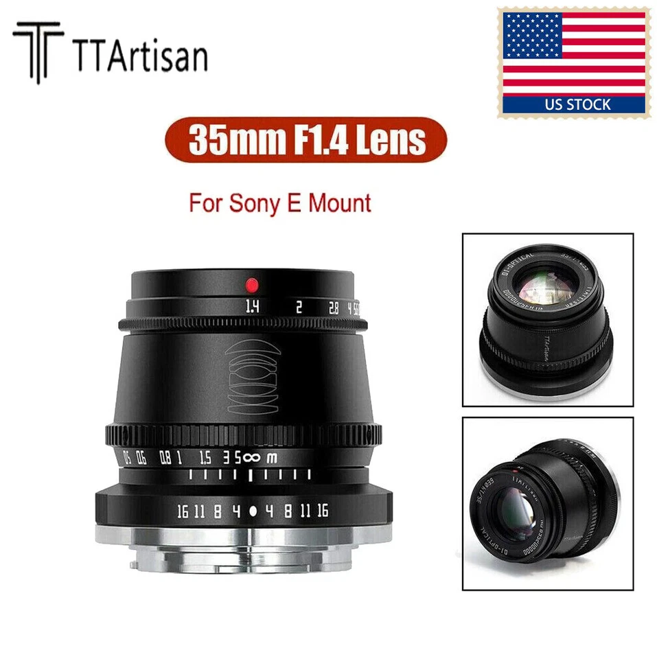 TTARTISANS US TTArtisan 35mm F1.4 APS-C Manual Focus Lens E Mount for Sony A5000 A6100 NEX3