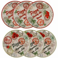 6Er Set Pizzateller Moskau & Rot GrüN Rot Ø33Cm Platte Xl-Teller Porzellan