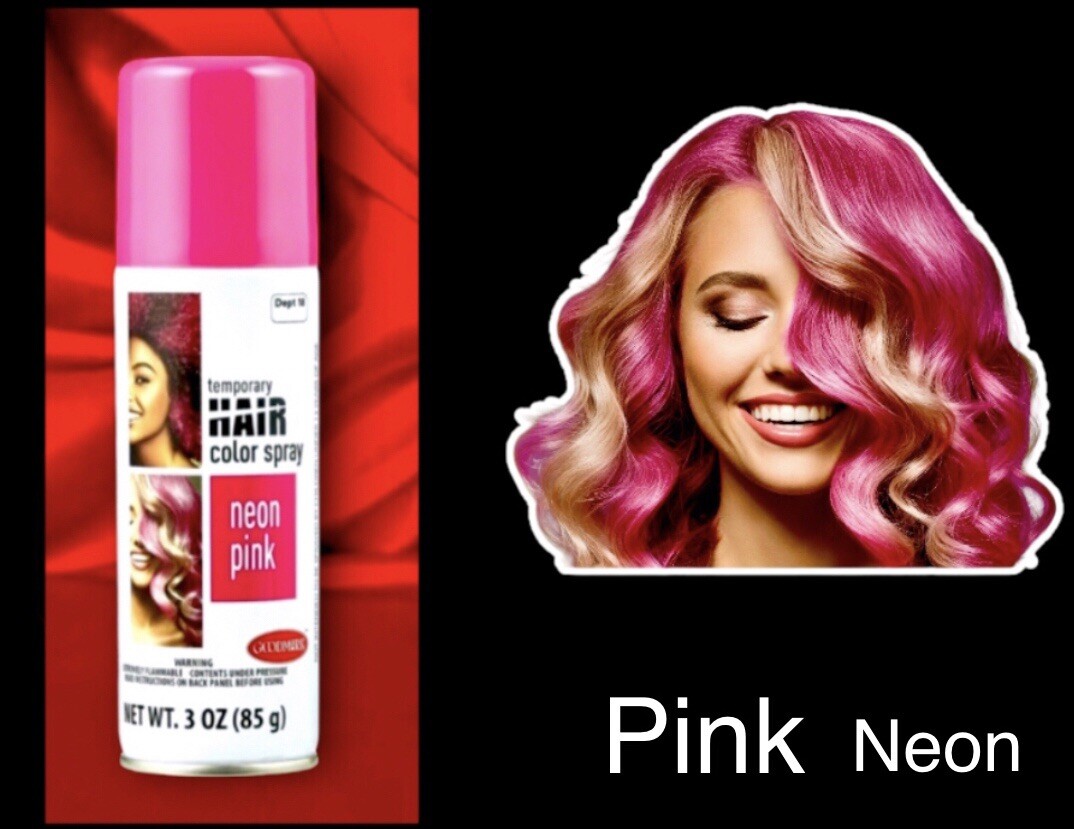 2 Pack Pink Neon Temporary Hair Color Spray 85g Per Can (spray In - Shampoo Out)