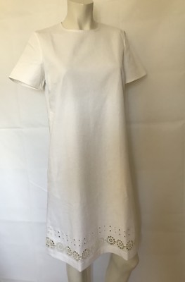 MAX MARA Weekend White Cotton Shift Dress  Pockets Sz 42 8 NWT