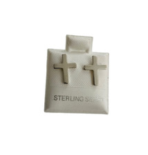 925 Solid Sterling Silver Cross Stud Earrings, 11.5mm x 9mm - ESE54