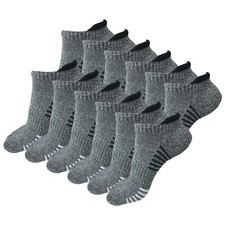 12 pair Mens Low Cut Ankle Athletic Bottom Cushioned Running Sports Cotton Socks