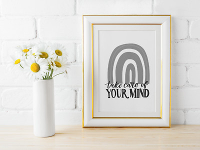 Take Care Of Your Mind Mental Health Inspirational Wall Decor Quote Print