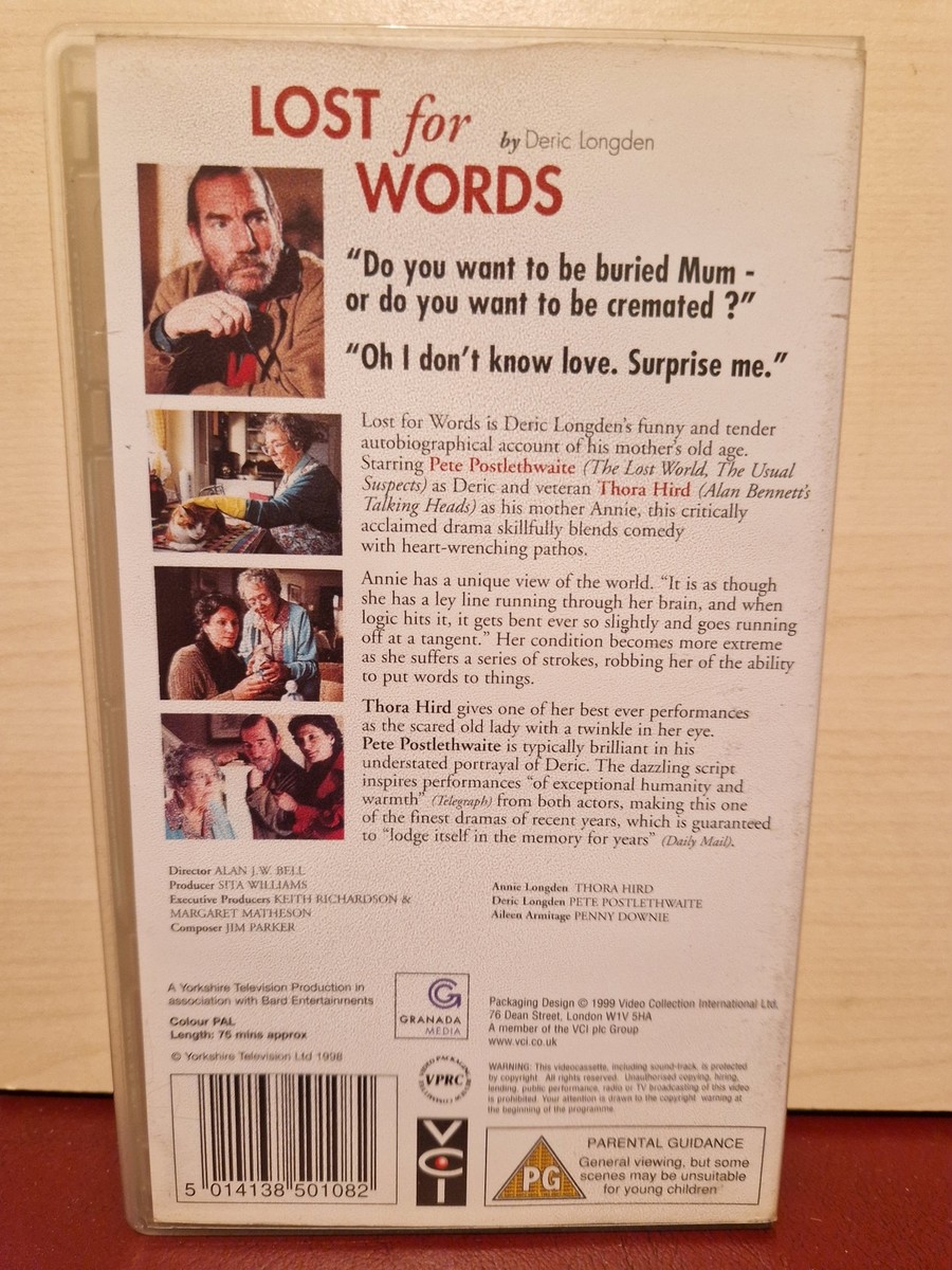 Lost For Words - Thora Hird - Pete Postlethwaithe - PAL VHS Video
