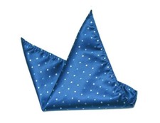 Gascoigne Silk Pocket Square Blue White Polka Dot 4Y2 Men's