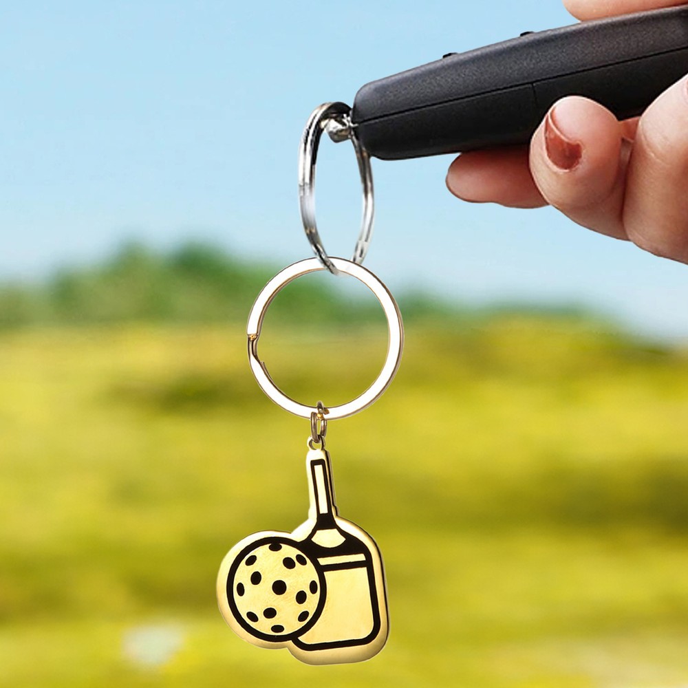 Pickleball Racket and Ball Keychain - Stainless Steel Sporty Bag Pendant Pickleball Racket and Ball Keychain - Stainless Steel Sporty Bag Pendant