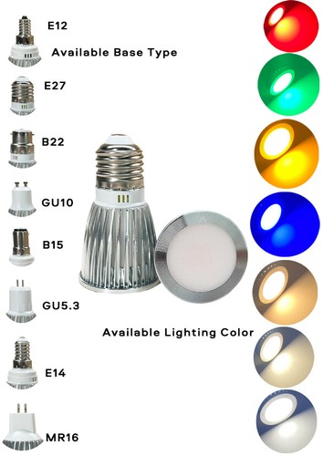 6Pcs Led Cob Spotlight 6W 9W 12W E27 Dimmable Led Bulb Red Blue 120 Degree Beam - Picture 10 of 16