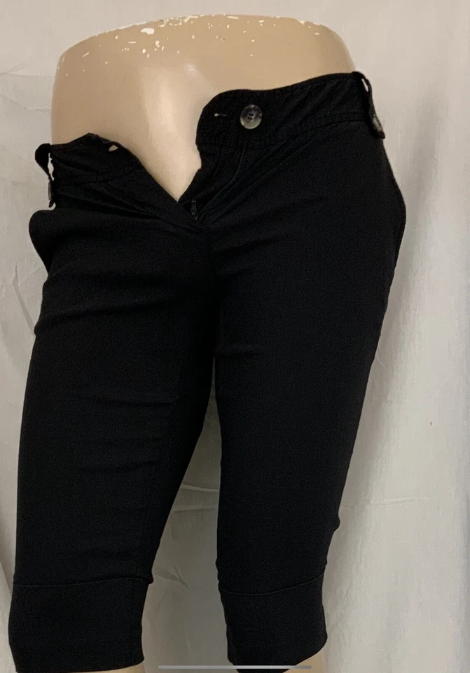 Pantalones Cortos Theory Talla 2 Negro Lino Viscosa Elastizados Debajo de la Rodilla Como Nuevos YGI U1-679 Foto 3 de 4