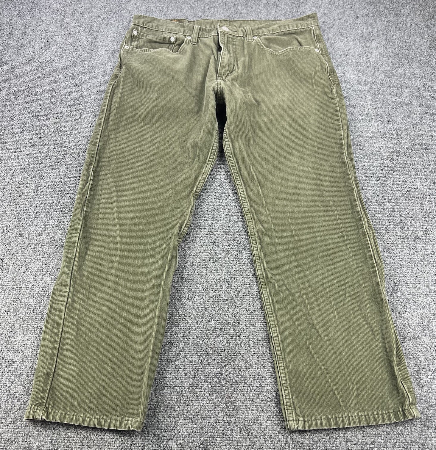 Levis Corduroy 502 Pants Mens 34x28 Green Pinwale 5 Pocket Straight Jeans