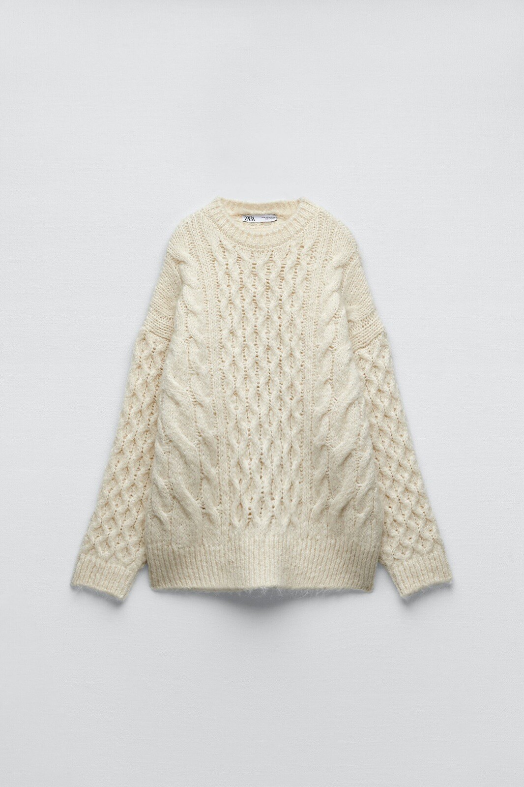 ZARA CABLE KNIT SWEATER ECRU 4331/126 M | eBay