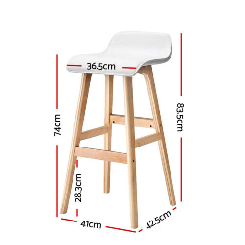 Artiss 2x Bar Stools Kitchen Dining Chairs Wooden Counter Stool White - Picture 2 of 8