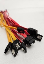   GREAT  LOT OF 13 SATA CABLES 19" FLAT CONNECTORS LOCKING TABS RED YELLOW  