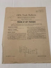 WWII 1944 Office Of Price Administration OPA Pricing Of Gift Packages