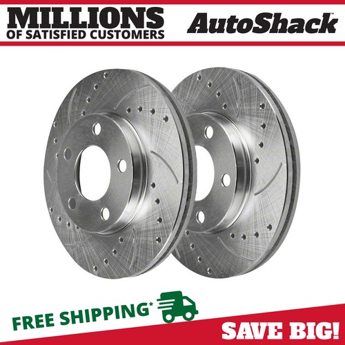 Rear Drilled Slotted Brake Rotors Silver Pair 2 for 20052014 Ford Mustang 3.7L eBay