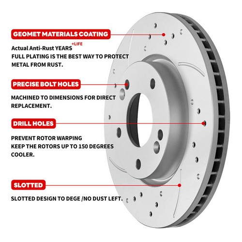 Front & Rear Disc Brake Rotors + Brake Pads for 2001 2002 2003 2004 Ford Focus - Picture 5 of 17