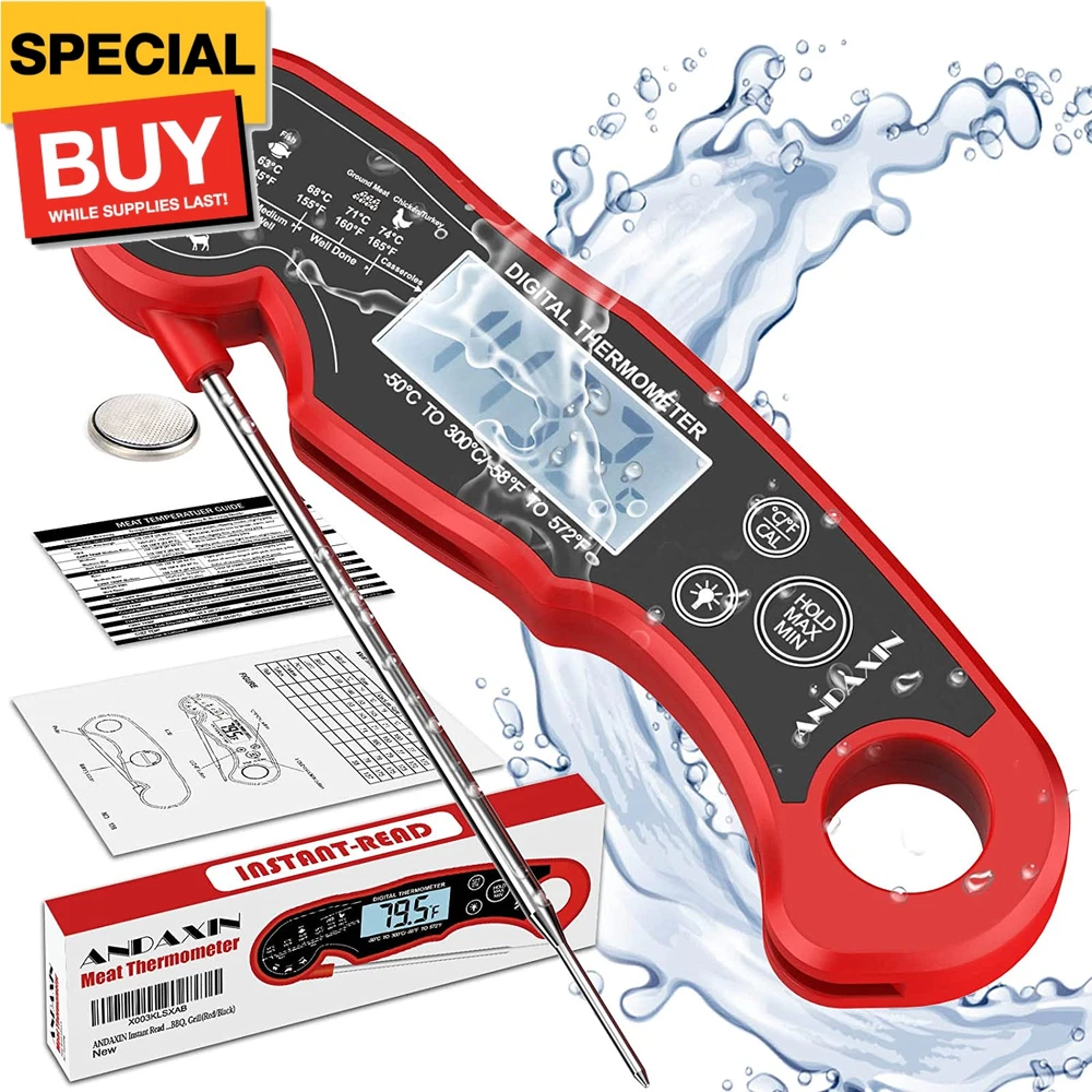Meat Thermometer Digital for Grilling and Cooking -  Waterproof Ultra-Fast Insta