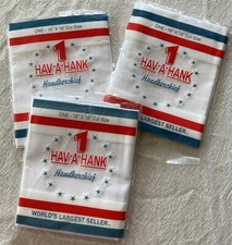 Lot of 3 NOS Hav-A-Hank 16 in x 16 in Handkerchief White 100 Cotton