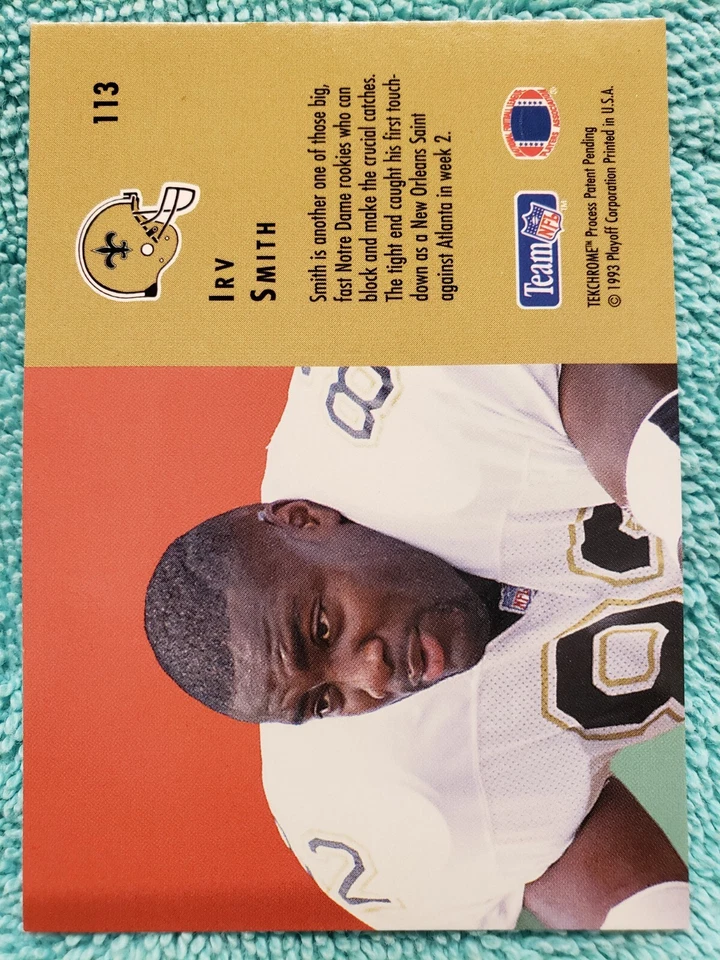 1993 PLAYOFF CONTENDERS IRV SMITH ROOKIES #113 NEW ORLEANS SAINTS RC - Image 4 of 4