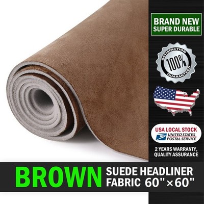 60''×60'' Brown Suede Headliner Fabric with Foam Backing Mate Car Roof Upholstery